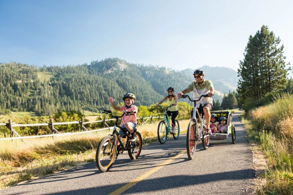 Family bike route on Olympic Valley paved path